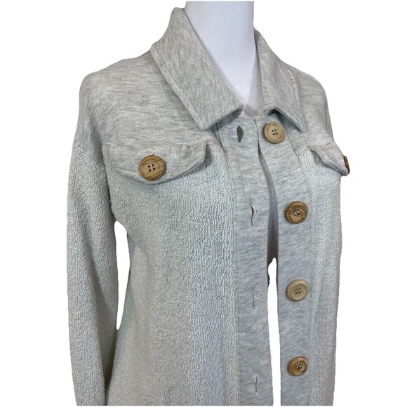 Soft Surroundings Women Small Teri Cloth Grey Jacket Shacket Sweater Nordstrom - Picture 2 of 11